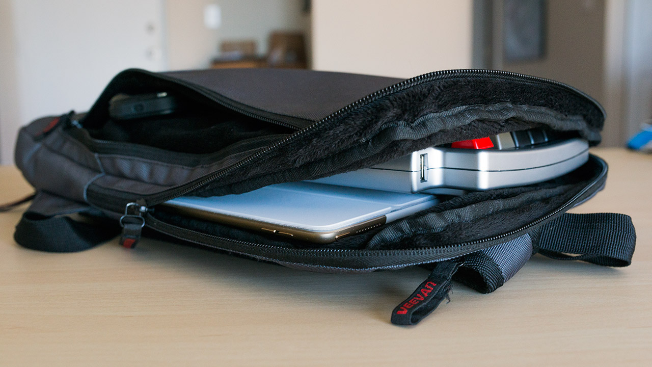 iPad in a backpack